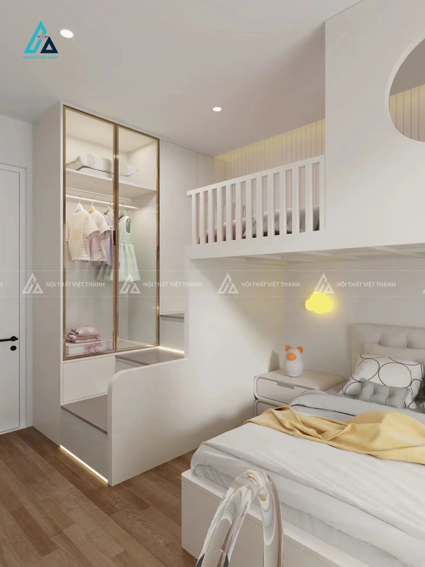 Combo Nội Thất Phòng Ngủ Trẻ Em Hiện Đại Tối Ưu Diện Tích Với Bàn Học Tủ Quần Áo Và Kệ Sách 1
