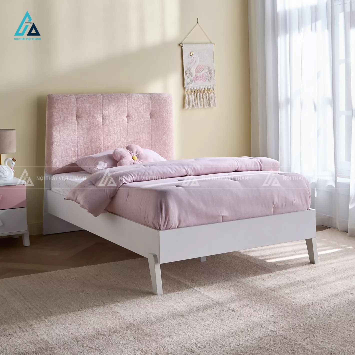 Combo Phòng Ngủ Hiện Đại Gồm Giường Bọc Nệm Táp Đầu Giường Và Tủ Ngăn Kéo Cao Cấp 1