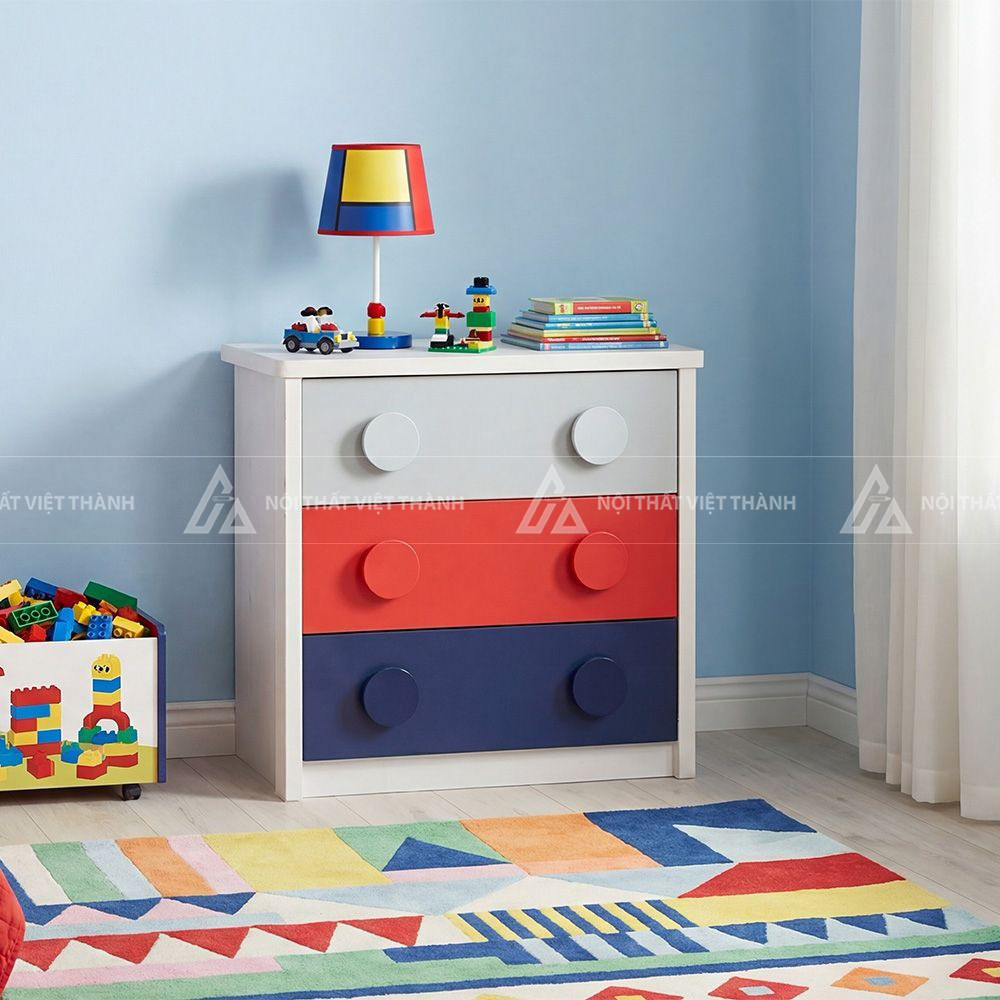 Combo Phòng Ngủ Trẻ Em Hình Lego Gồm Giường Kéo Thông Minh Tủ Ngăn Kéo Và Táp Đầu Giường 2
