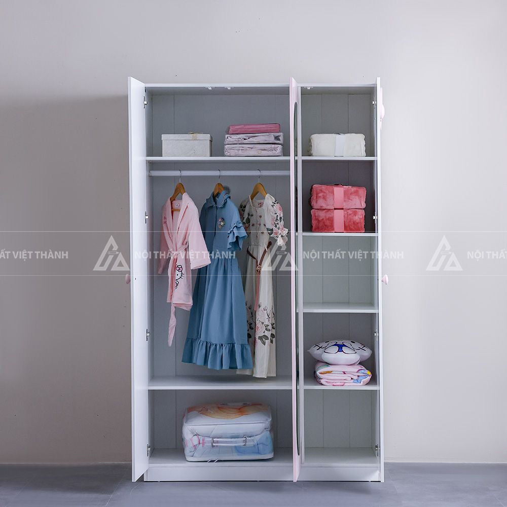Combo Phòng Ngủ Gồm Giường Ngủ Tủ Quần Áo Bàn Học Và Bàn Trang Điểm Màu Hồng 3