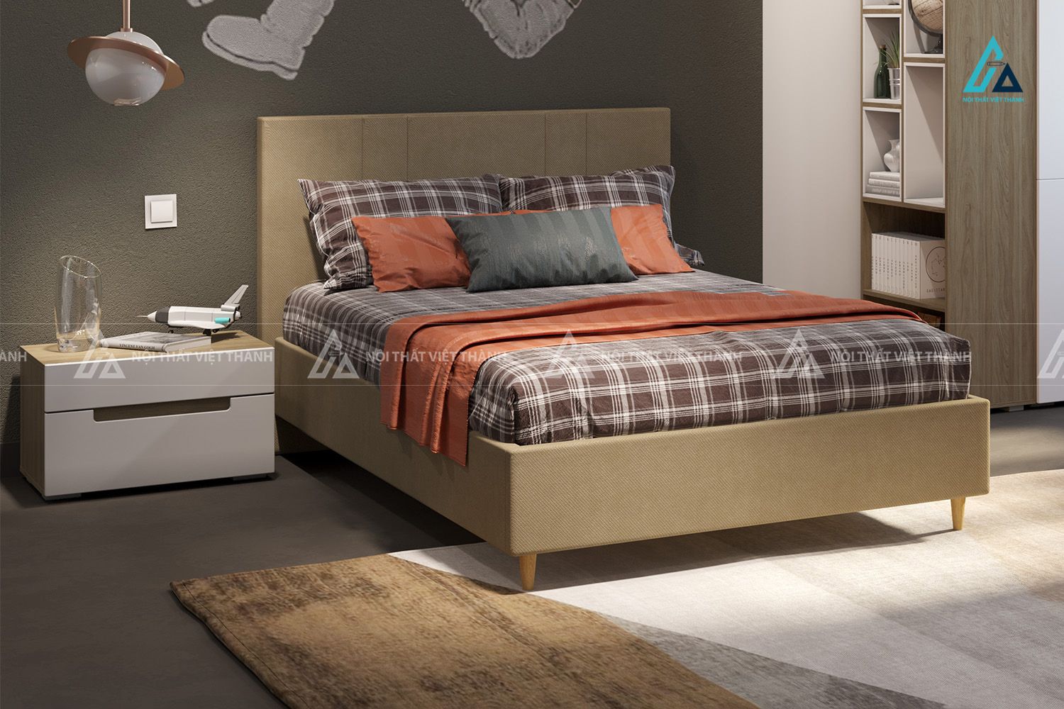 Combo Phòng Ngủ Hiện Đại Tích Hợp Tủ Quần Áo 4 Cánh Và Hệ Kệ Sách Đa Năng 1