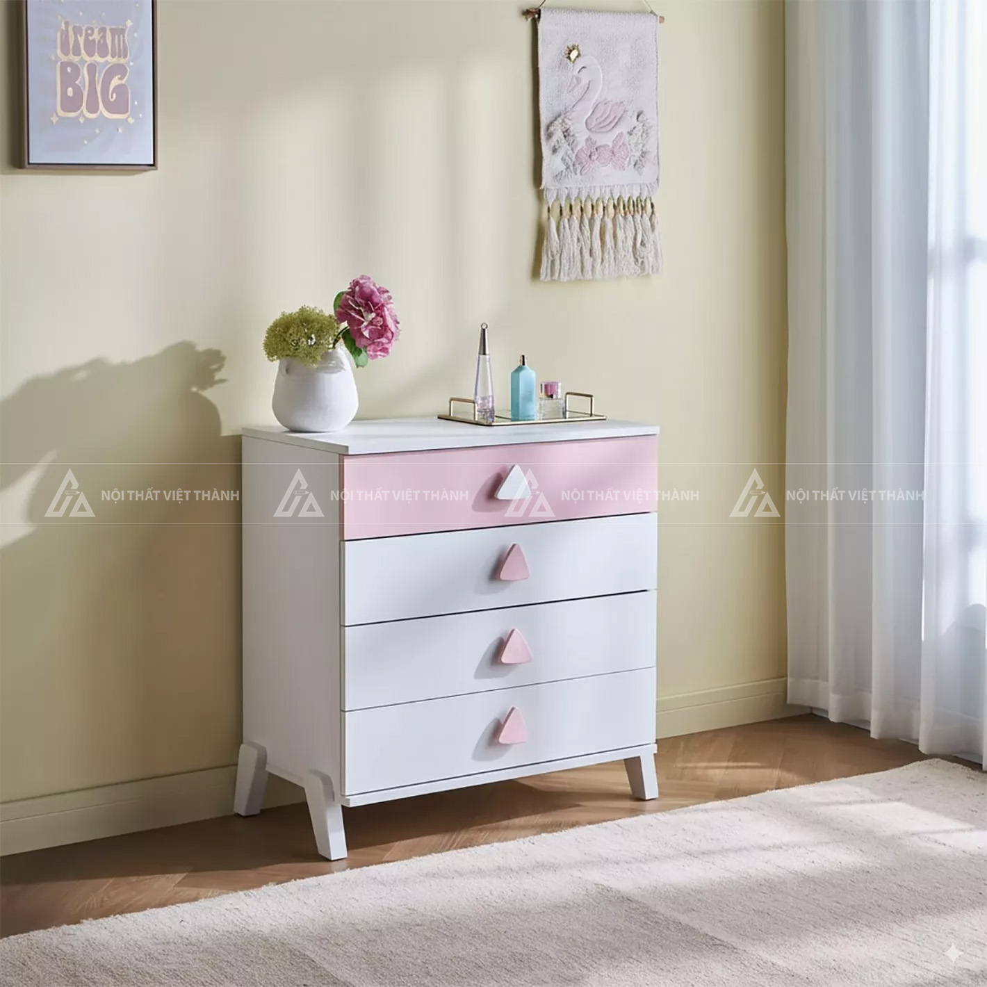 Combo Phòng Ngủ Hiện Đại Gồm Giường Bọc Nệm Táp Đầu Giường Và Tủ Ngăn Kéo Cao Cấp 3