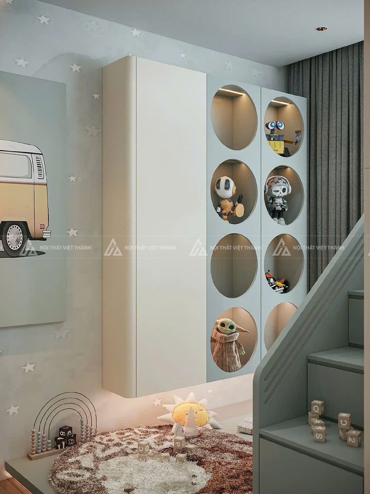 Combo Nội Thất Trẻ Em Hiện Đại Với Giường Ngủ Tích Hợp Ngăn Kéo Bàn Học Và Kệ Sách Tối Ưu Diện Tích 3
