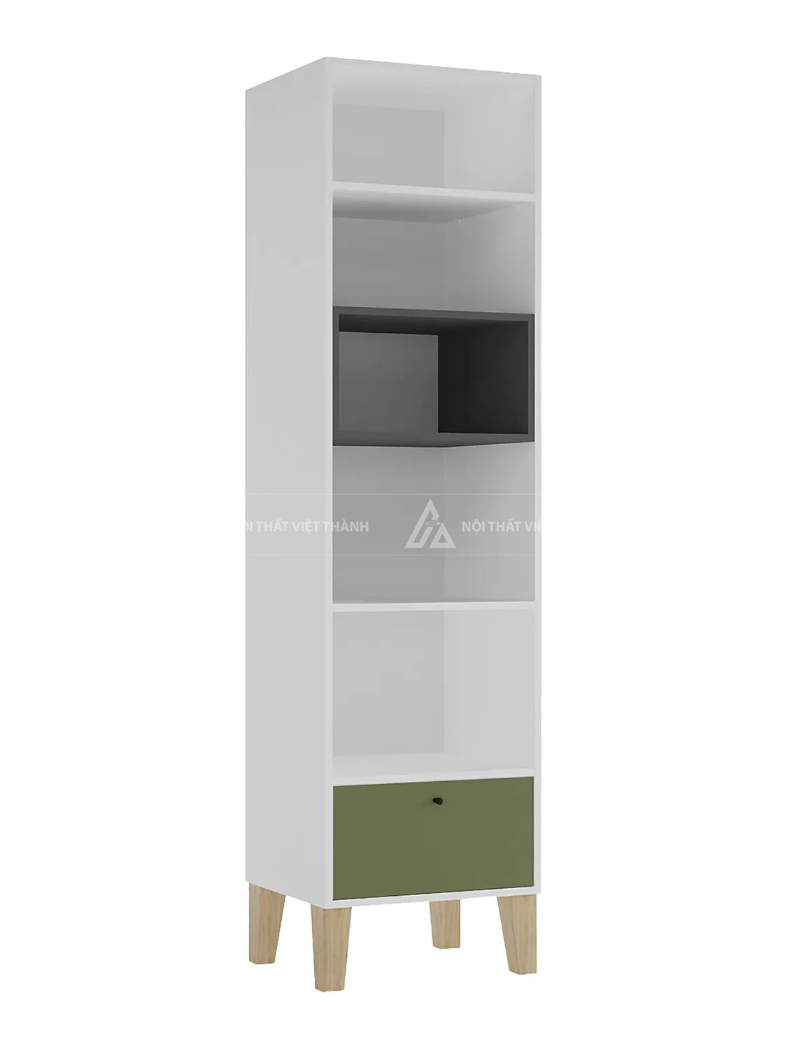 Combo Nội Thất Trẻ Em Hiện Đại Với Tủ Quần Áo Kệ Sách Và Bàn Học Họa Tiết Hình Học 3