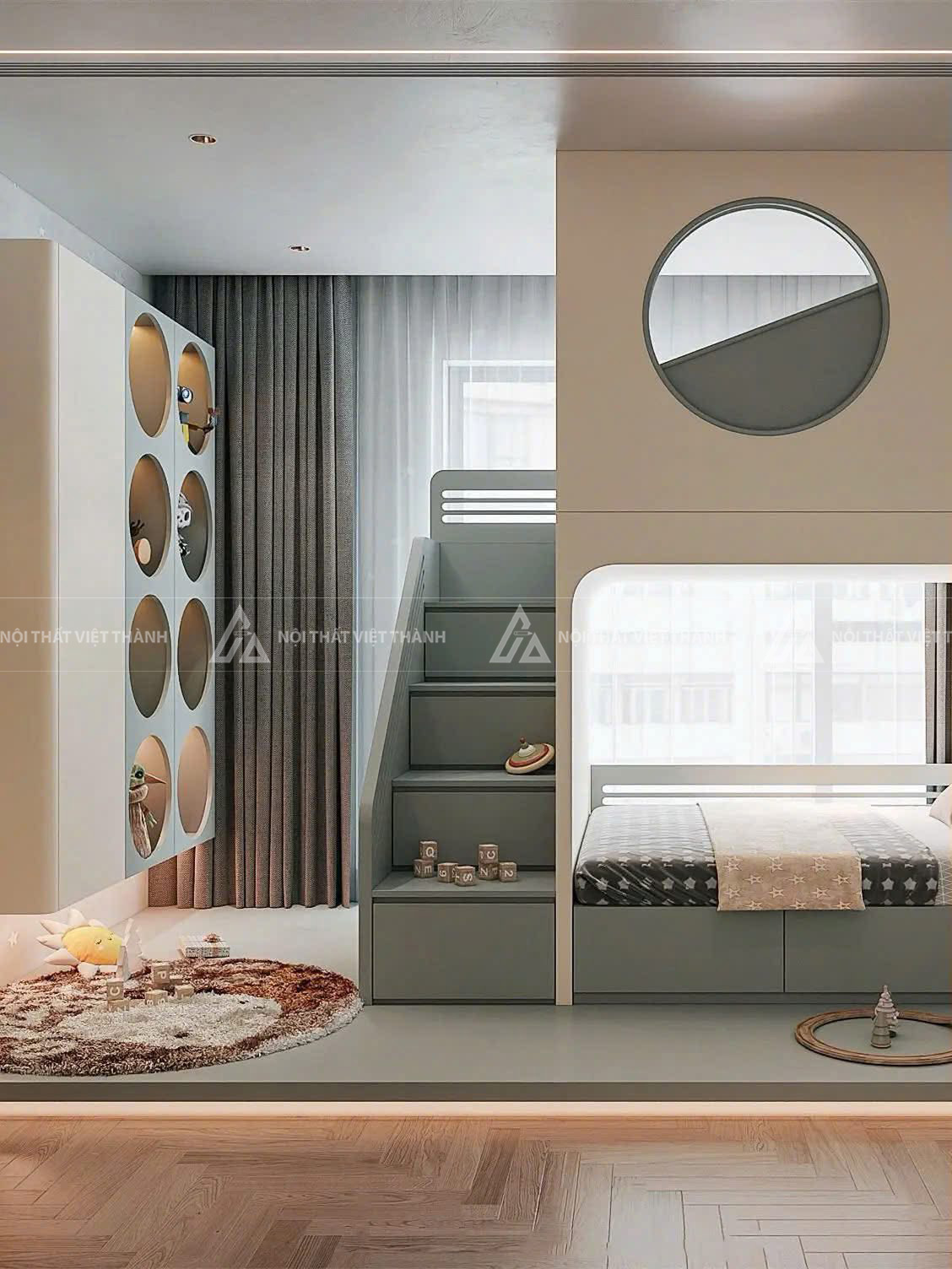 Combo Nội Thất Trẻ Em Hiện Đại Với Giường Ngủ Tích Hợp Ngăn Kéo Bàn Học Và Kệ Sách Tối Ưu Diện Tích 4