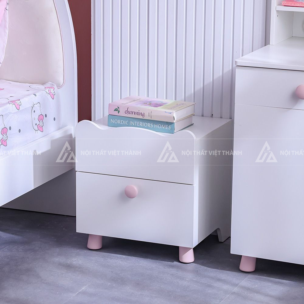 Combo Phòng Ngủ Gồm Giường Ngủ Tủ Quần Áo Bàn Học Và Bàn Trang Điểm Màu Hồng 4