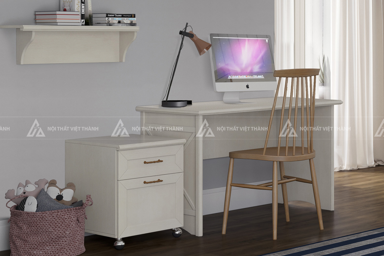Combo Phòng Ngủ Trẻ Em Đẹp Với Giường Ngăn Kéo Bàn Học Gỗ Và Tủ Quần Áo Hiện Đại 5