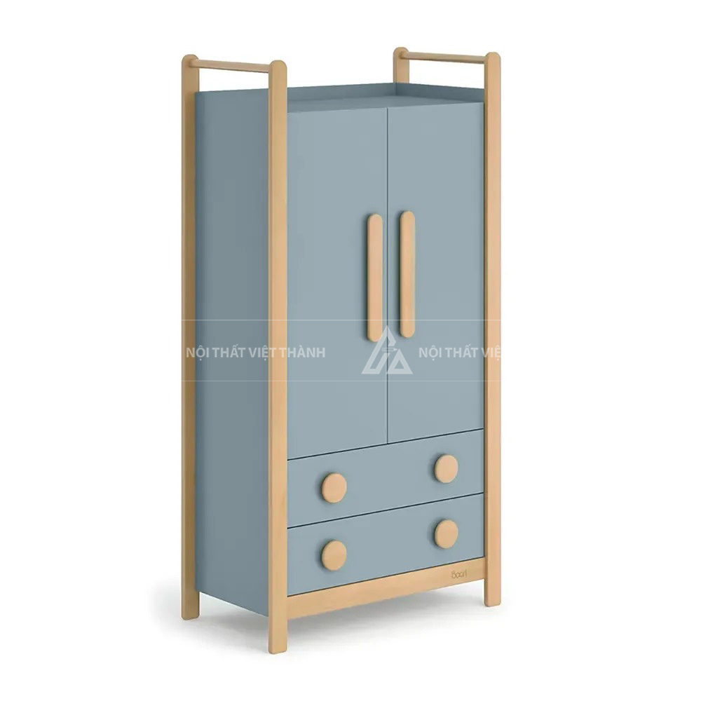 Combo Thiết Kế Nội Thất Phòng Ngủ Bé Yêu Với Giường Gỗ Có Thành Chắn Và Tủ Tab Đầu Giường 5