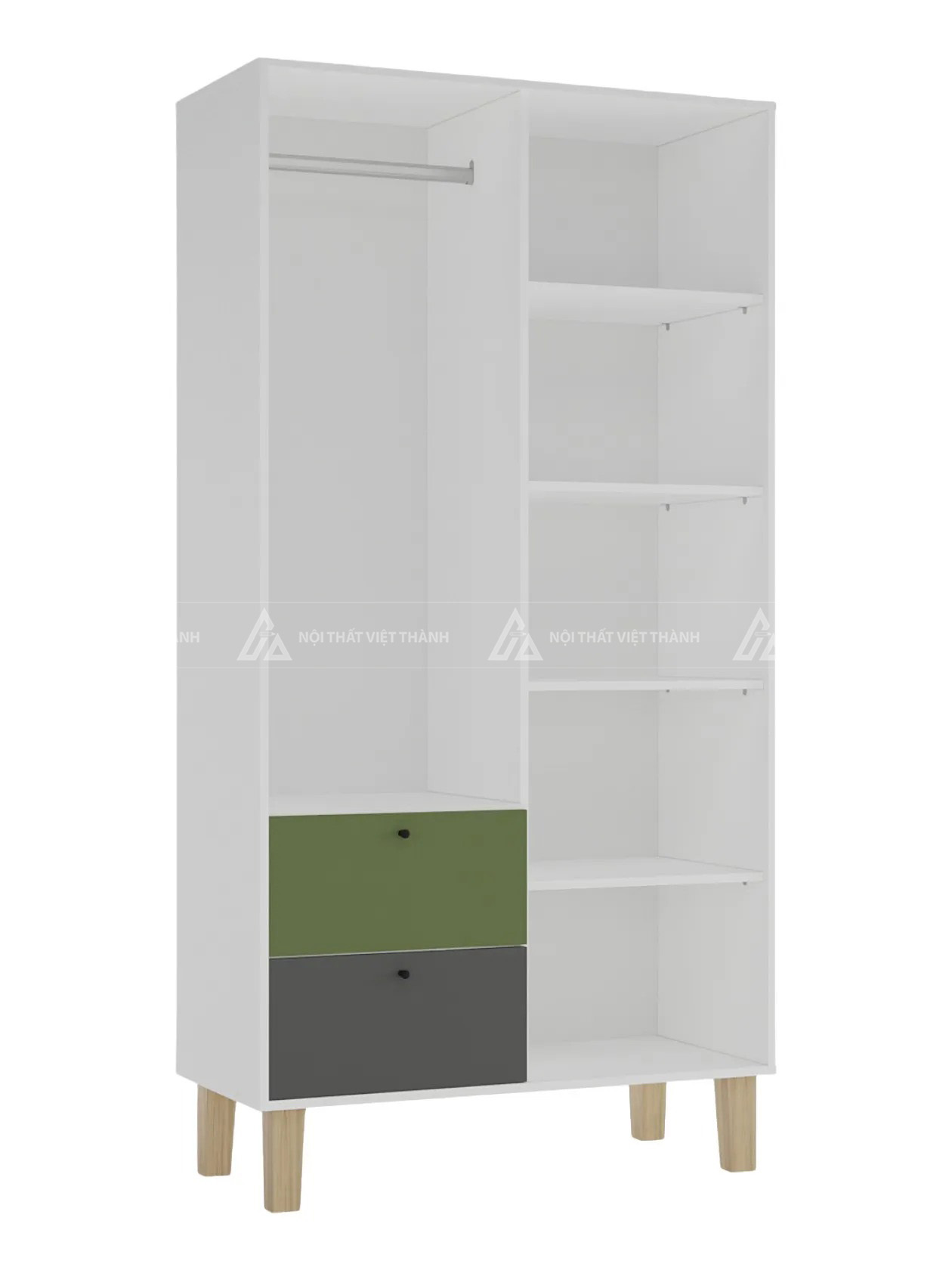 Combo Nội Thất Trẻ Em Hiện Đại Với Tủ Quần Áo Kệ Sách Và Bàn Học Họa Tiết Hình Học 5