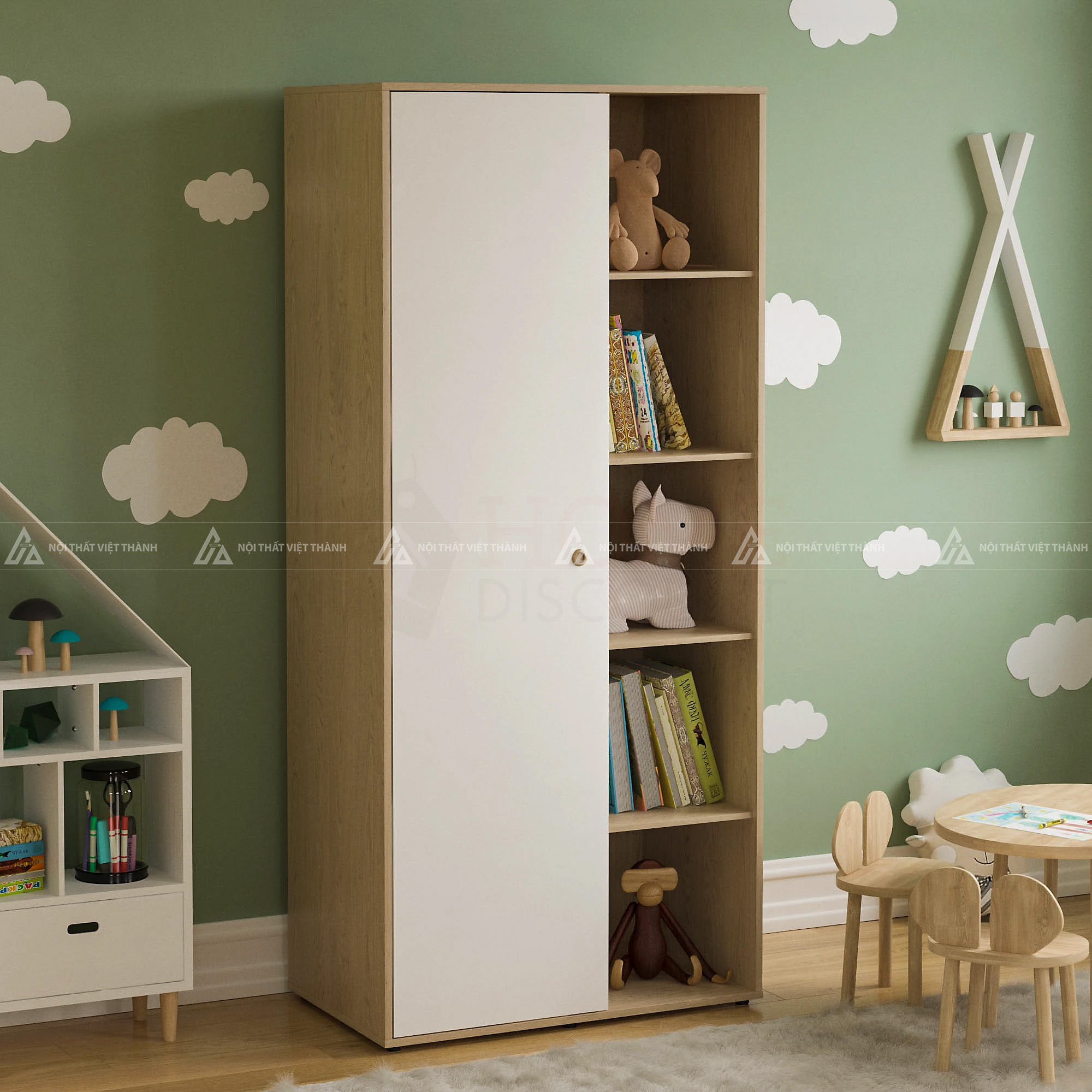 Combo Nội Thất Phòng Ngủ Trẻ Em Gồm Bàn Học Tủ Quần Áo Và Tủ Ngăn Kéo Gỗ Hiện Đại 5