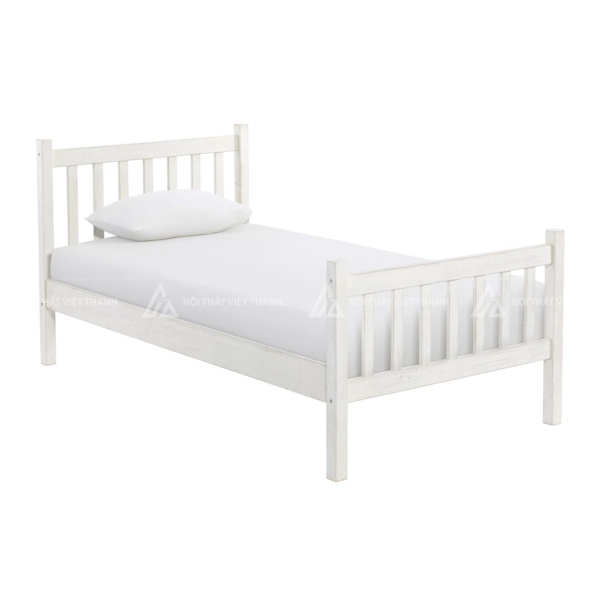 Combo Phòng Ngủ Trẻ Em Màu Trắng Tân Cổ Điển Gồm Giường Đơn Và Hai Táp Đầu Giường Phong Cách 7