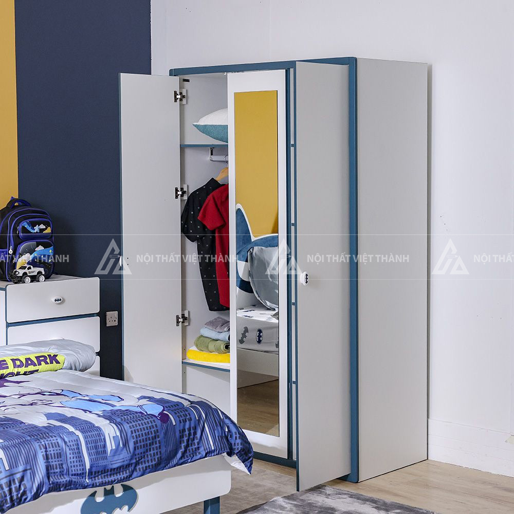Combo Phòng Ngủ Gồm Giường Ngủ Hình Người Dơi Bàn Học Tủ Quần Áo Và Tủ Ngăn Kéo Hiện Đại 6
