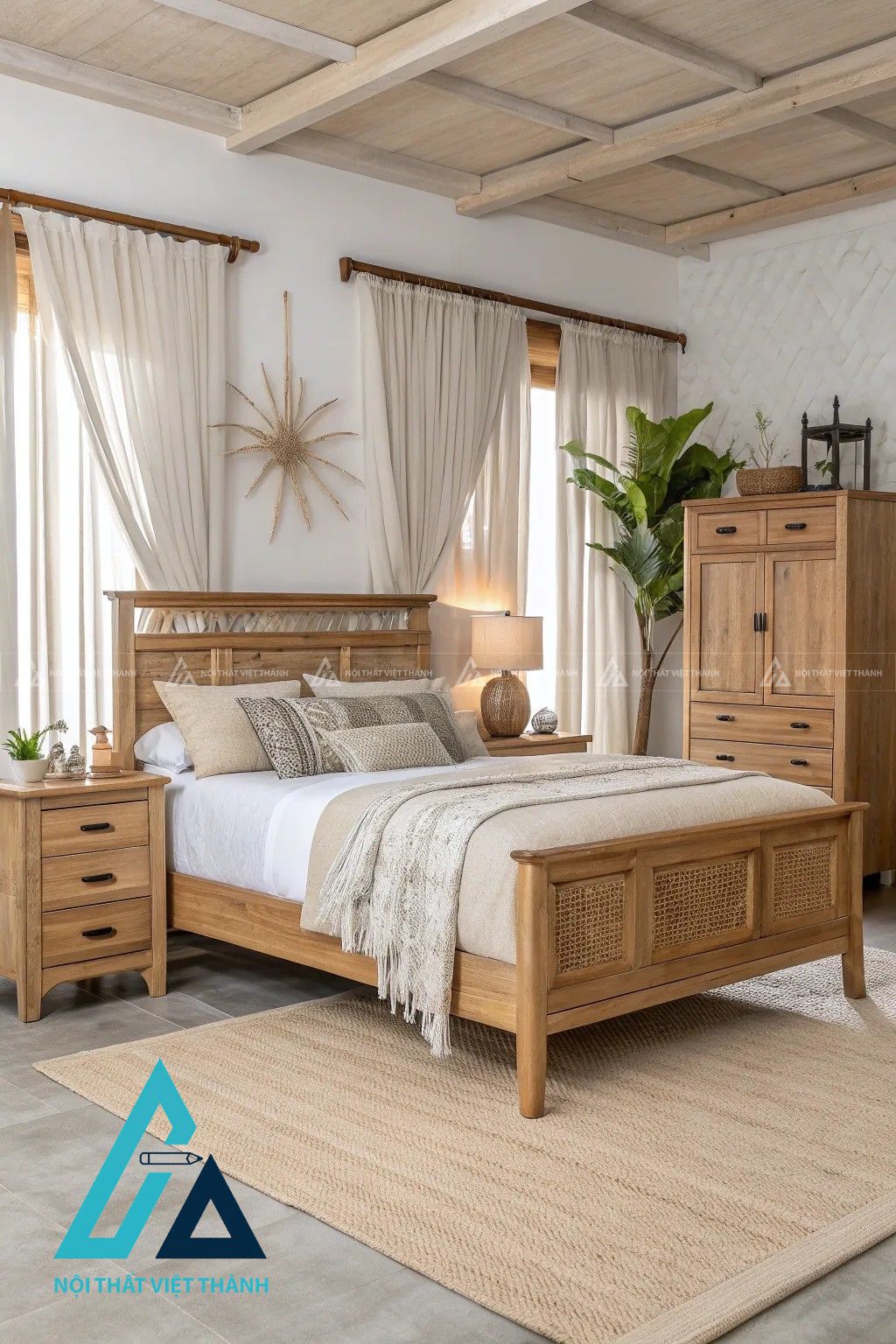 Giường ngủ gỗ đồng bộ nội thất phòng ngủ