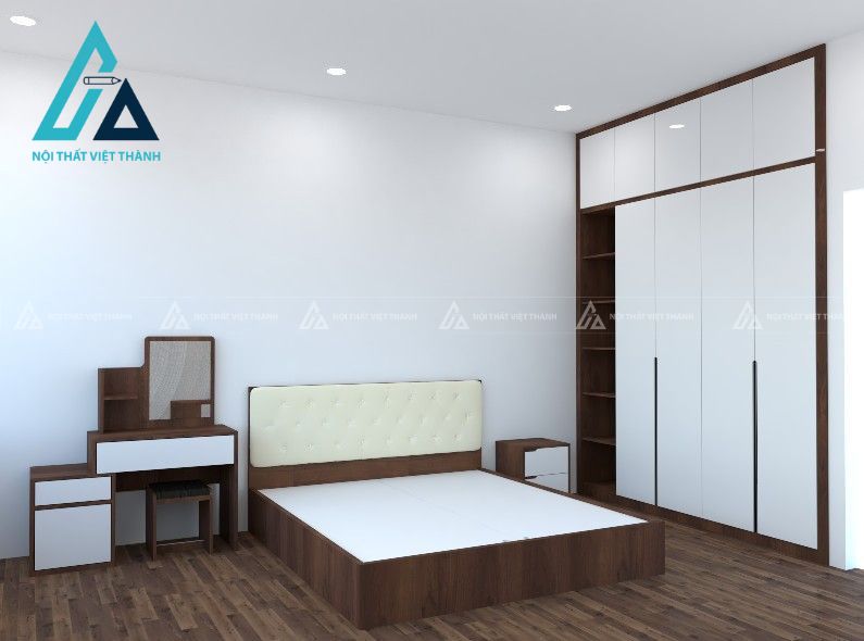 Các dòng giường ngủ gỗ công nghiệp phổ biến thường sử dụng MDF, HDF hoặc MFC