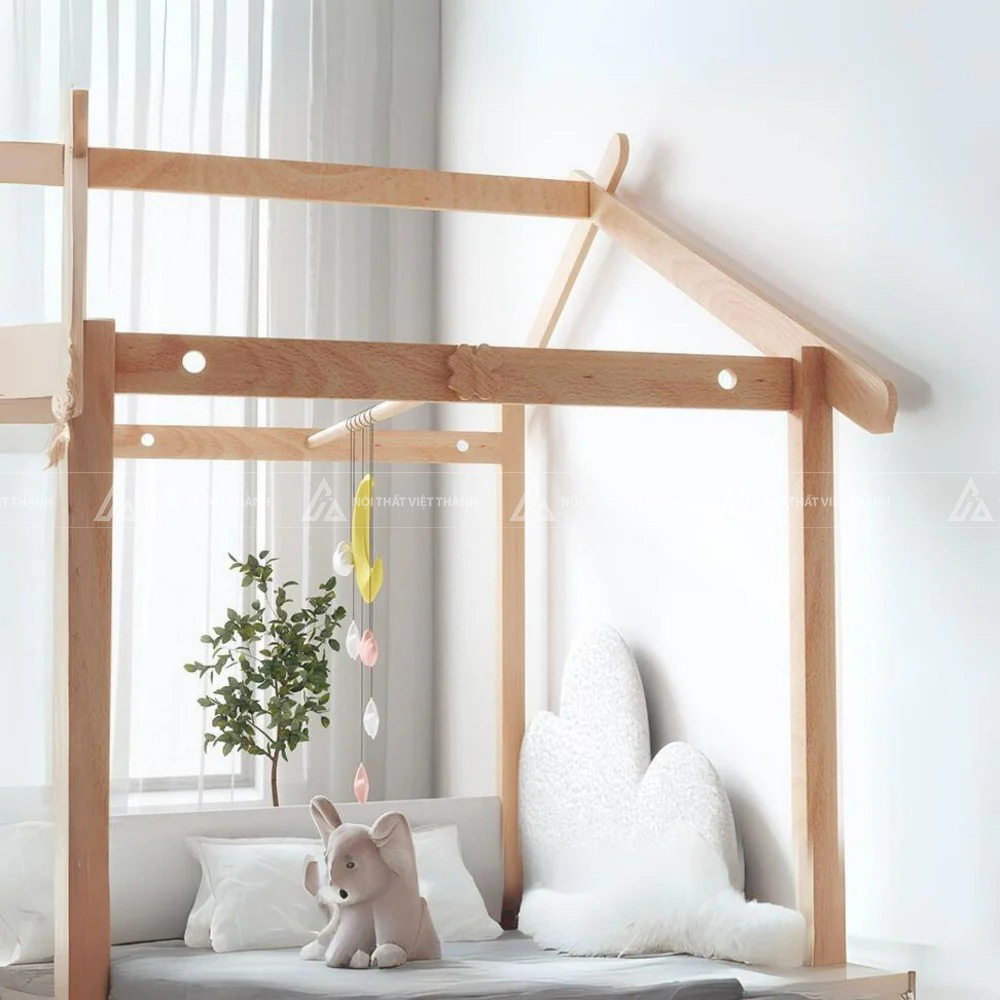 Giường Ngủ Cho Bé Gỗ Cao Cấp Thiết Kế Thấp Có Thanh Chắn An Toàn Cách Điệu Hiện Đại 2