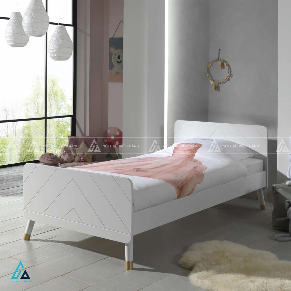Giường Ngủ Trẻ Em Gỗ Kiểu Dáng Chân Cao Thanh Thoát Cho Phòng Nhỏ 1