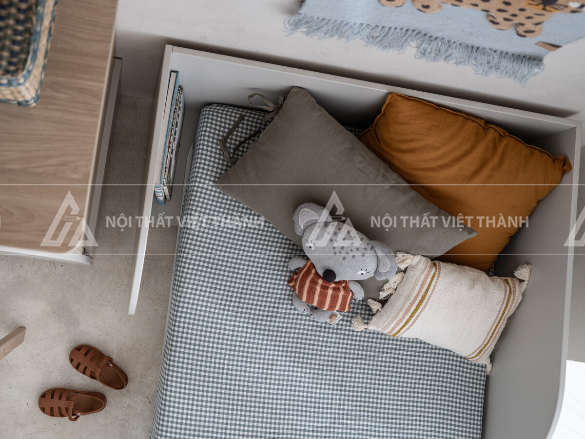 Giường Ngủ Trẻ Em Gỗ Bo Cong Hình Bán Nguyệt Thiết Kế Dạng Sàn An Toàn 3