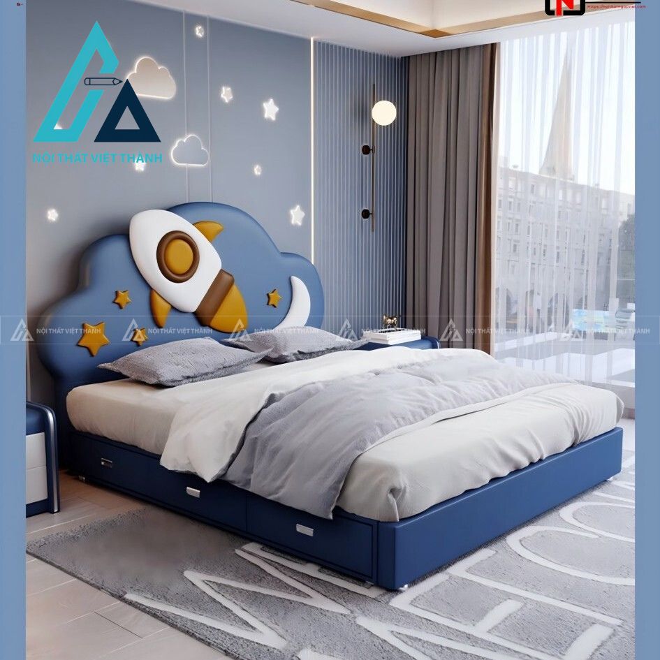 Giường trẻ em xanh dương  tinh nghịch