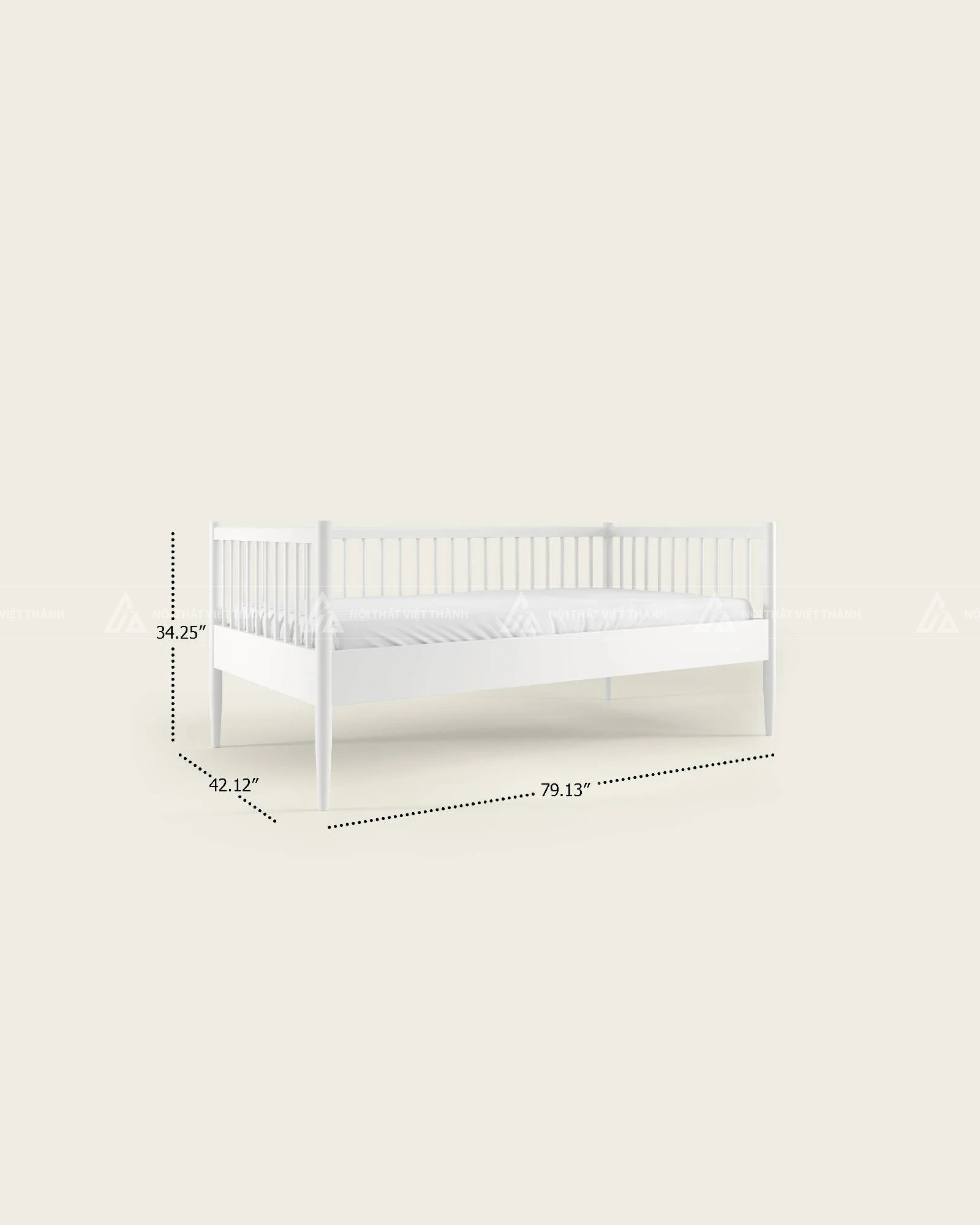 Giường Ngủ Trẻ Em Màu Sáng Thiết Kế Thanh Chắn Nan Bản Lớn Bo Góc An Toàn 4