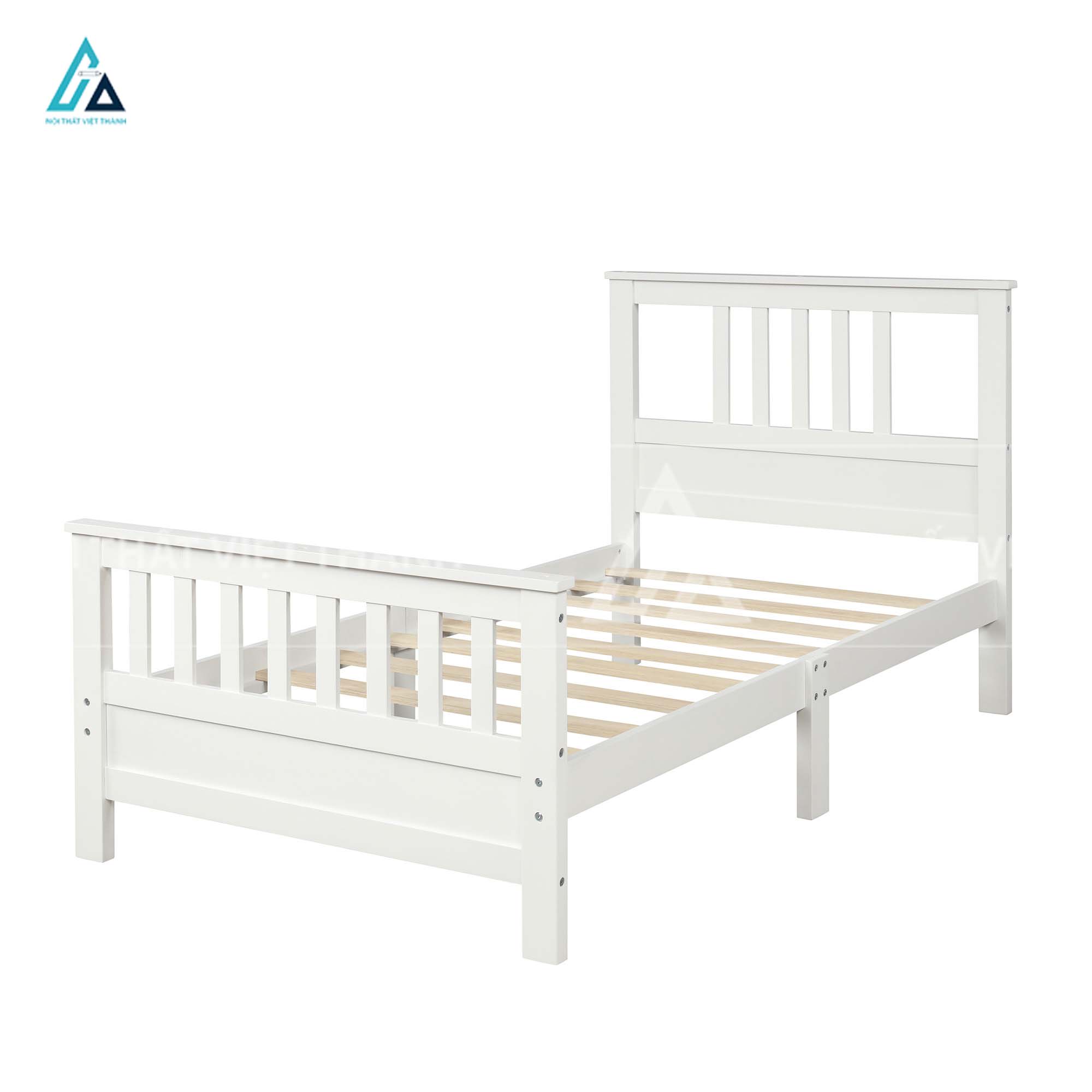 Giường Ngủ Trẻ Em Thiết Kế Hiện Đại Tích Hợp Đầu Giường Nan Chéo Độc Đáo 1