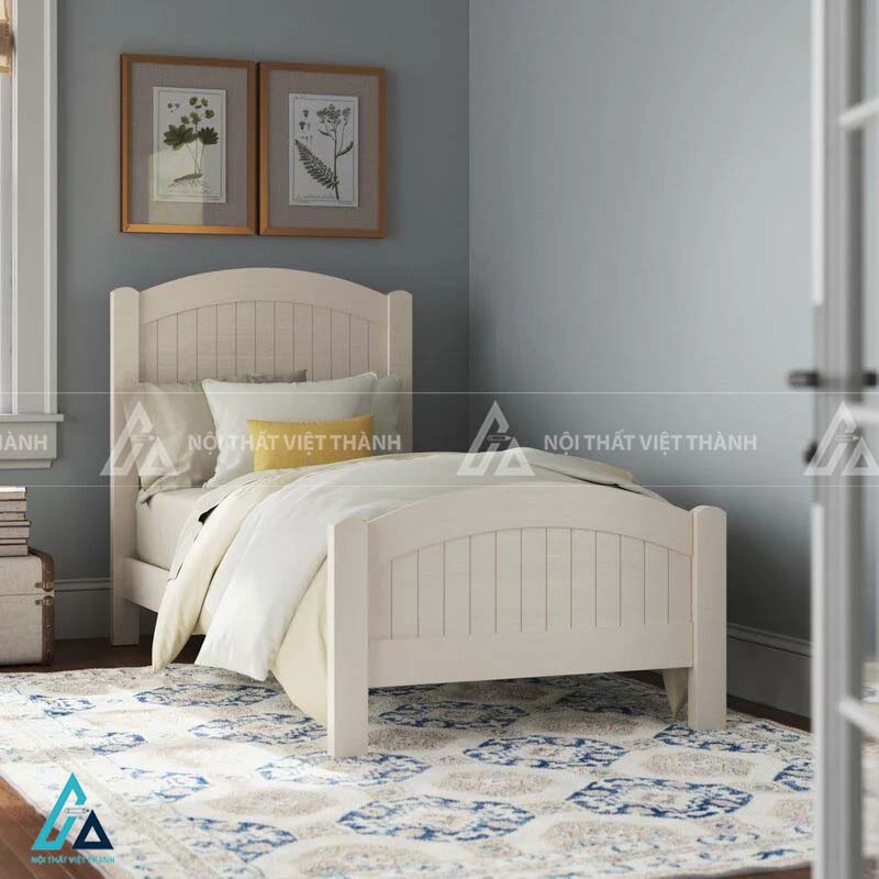 Giường Ngủ Đơn Cho Bé Gỗ Màu Trắng Thiết Kế Bền Đẹp