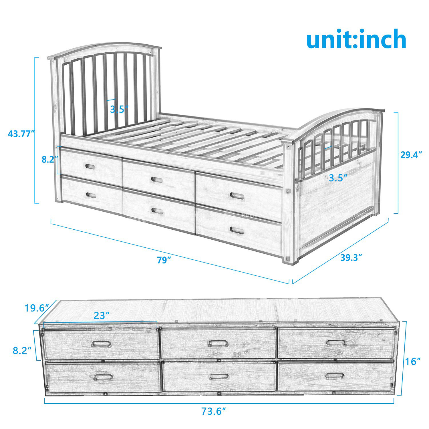 Giường Ngủ Trẻ Em Thiết Kế Hệ Thống Ngăn Kéo Lưu Trữ Đa Năng Tiết Kiệm Diện Tích 4