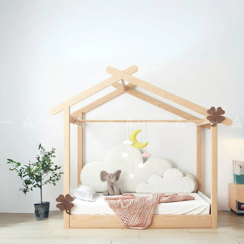 Giường Ngủ Cho Bé Gỗ Cao Cấp Thiết Kế Thấp Có Thanh Chắn An Toàn Cách Điệu Hiện Đại 4