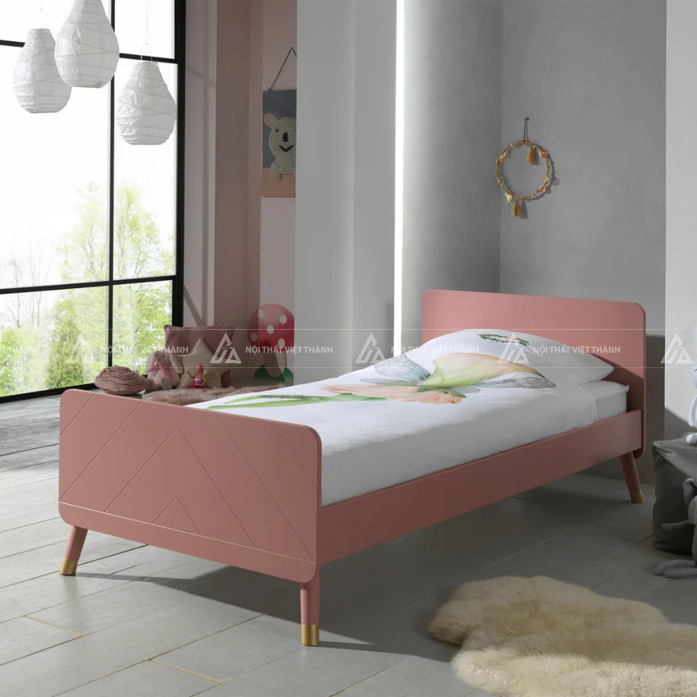 Giường Ngủ Trẻ Em Gỗ Kiểu Dáng Chân Cao Thanh Thoát Cho Phòng Nhỏ 4