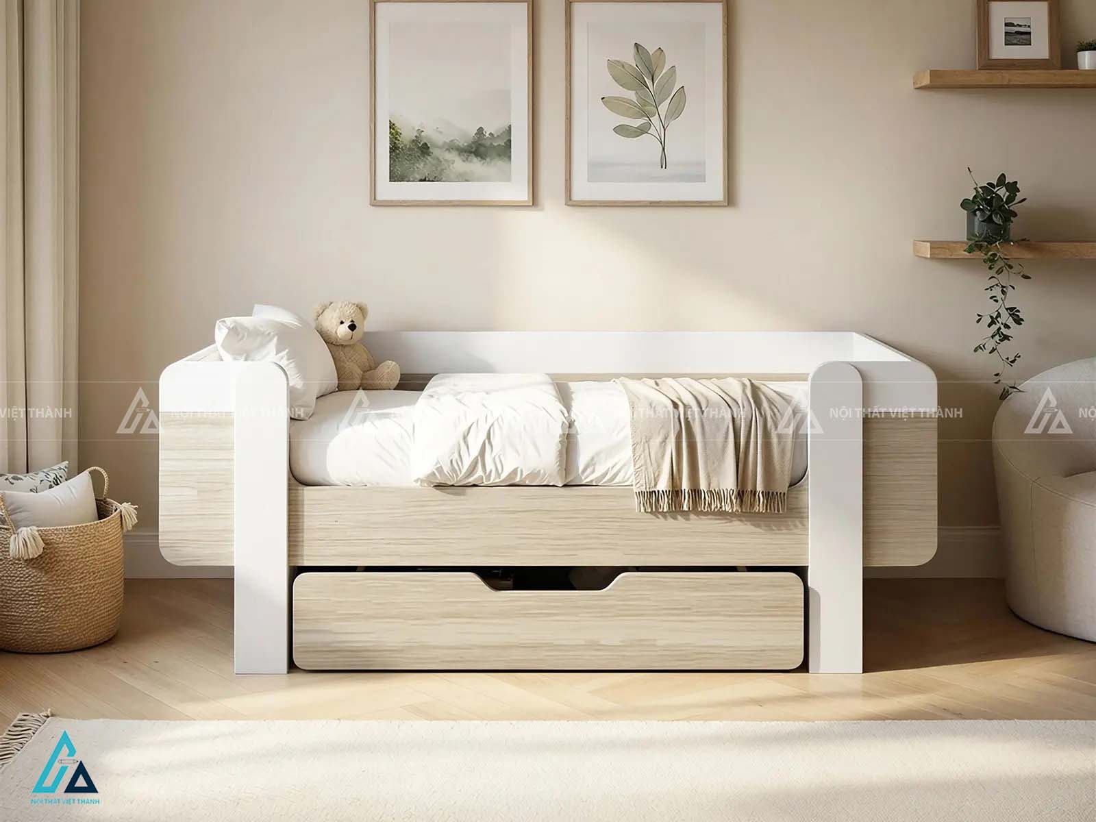 Giường Ngủ Ngôi Nhà Cho Bé Hiện Đại Có Ngăn Kéo Lưu Trữ Thông Minh 1