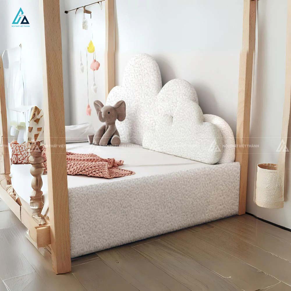 Giường Ngủ Cho Bé Gỗ Cao Cấp Thiết Kế Thấp Có Thanh Chắn An Toàn Cách Điệu Hiện Đại 1