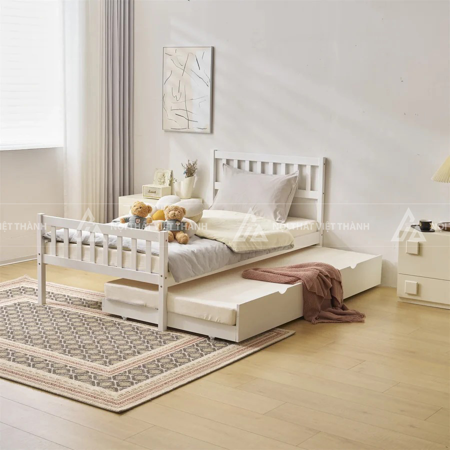 Giường Ngủ Trẻ Em Có Thanh Chắn An Toàn Kèm Ngăn Kéo Dưới Giường Tiện Lợi 5