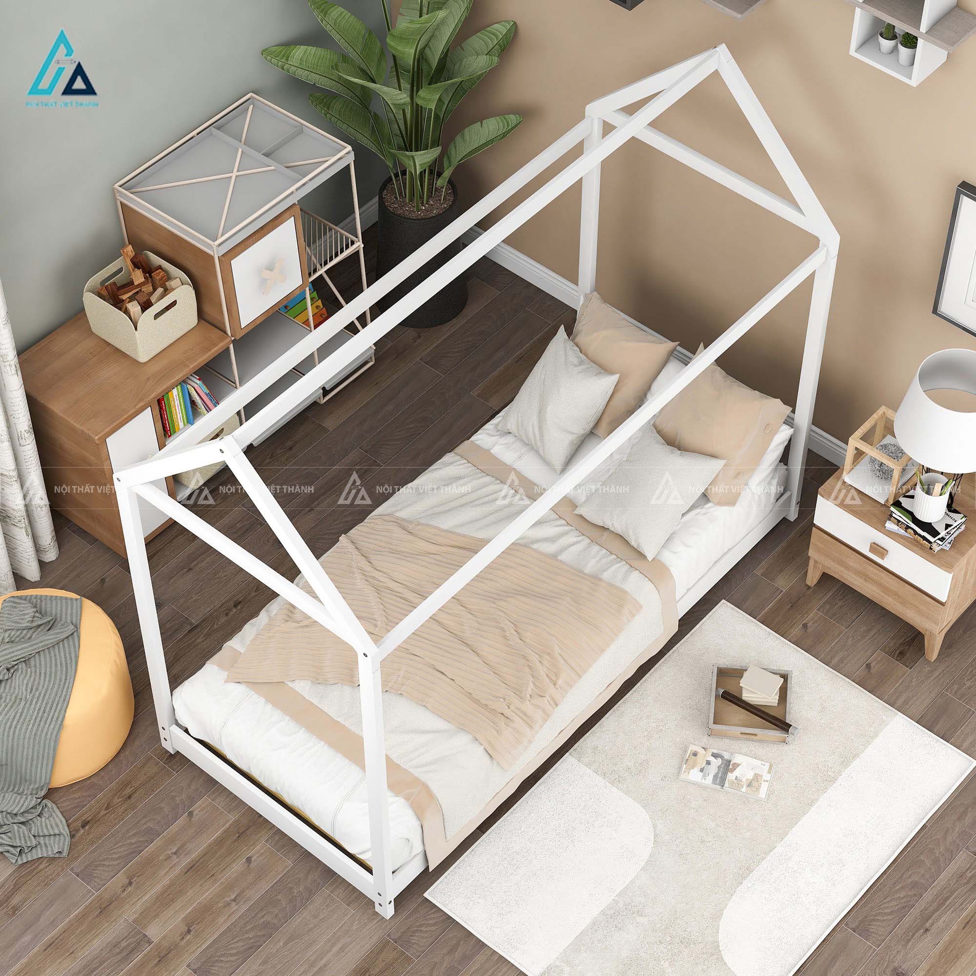 Giường Ngủ Trẻ Em Thiết Kế Bo Góc Tròn Tích Hợp Kệ Đầu Giường Thông Minh 1