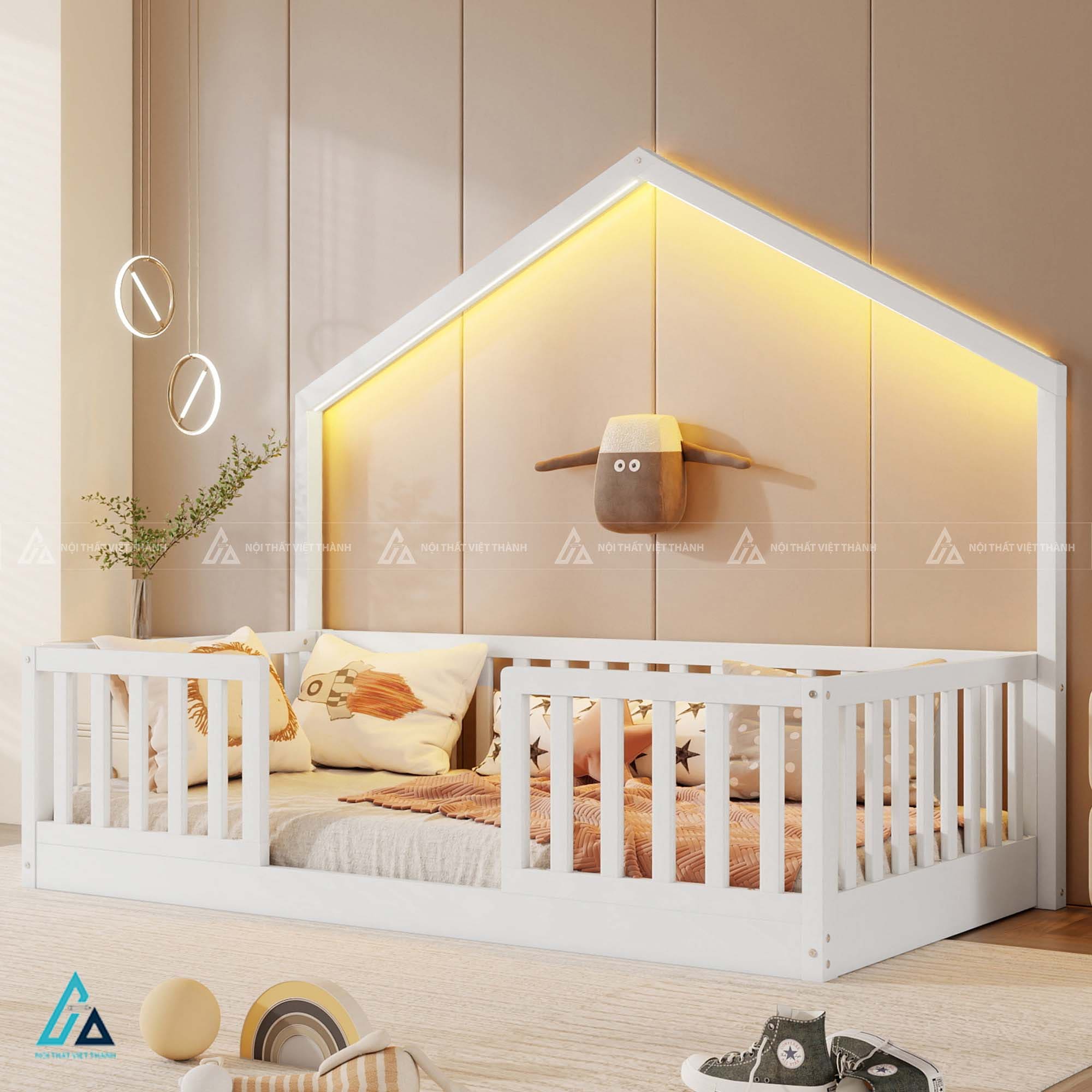 Giường Ngủ Cho Bé Hình Ngôi Nhà Tích Hợp Ngăn Kéo Và Không Gian Vui Chơi Sáng Tạo 1