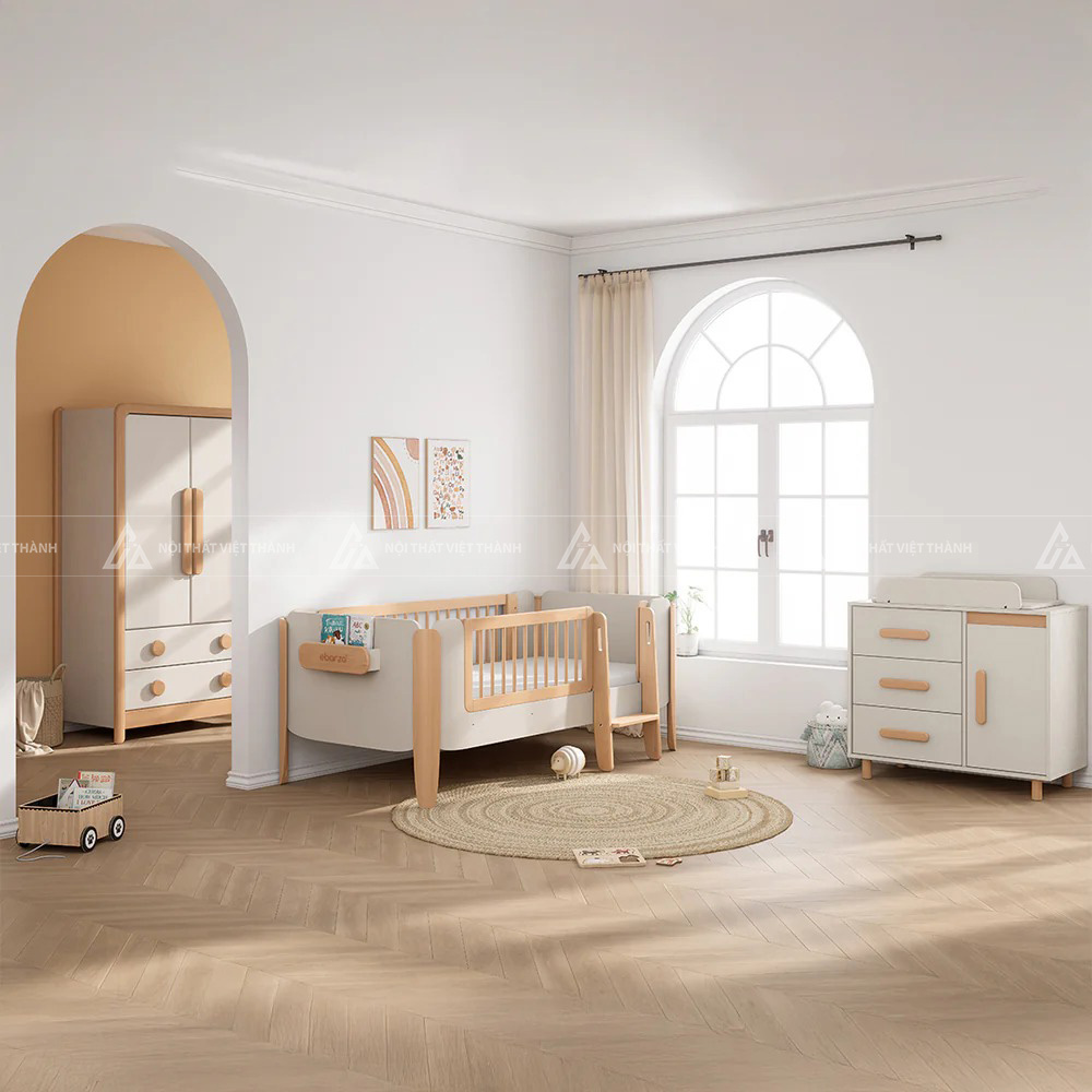 Giường Ngủ Trẻ Em Gỗ Cao Cấp Thiết Kế Bo Góc Tích Hợp Kệ Sách Mini Tiện Lợi 5