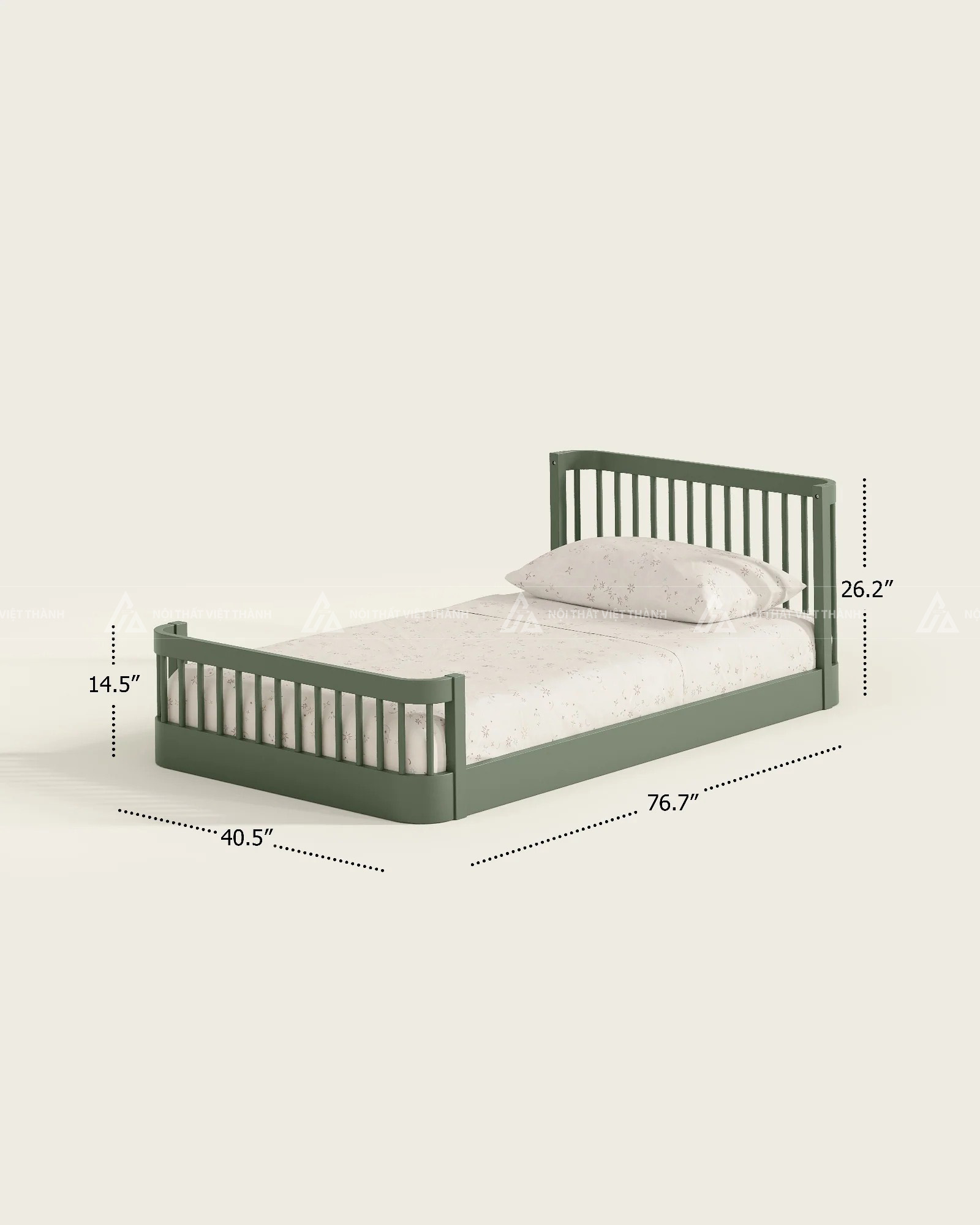 Giường Ngủ Trẻ Em Thiết Kế Đầu Giường Nan Ngang Thanh Thoát Hiện Đại 6