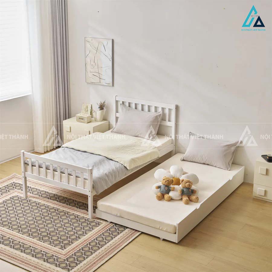 Giường Ngủ Trẻ Em Có Thanh Chắn An Toàn Kèm Ngăn Kéo Dưới Giường Tiện Lợi