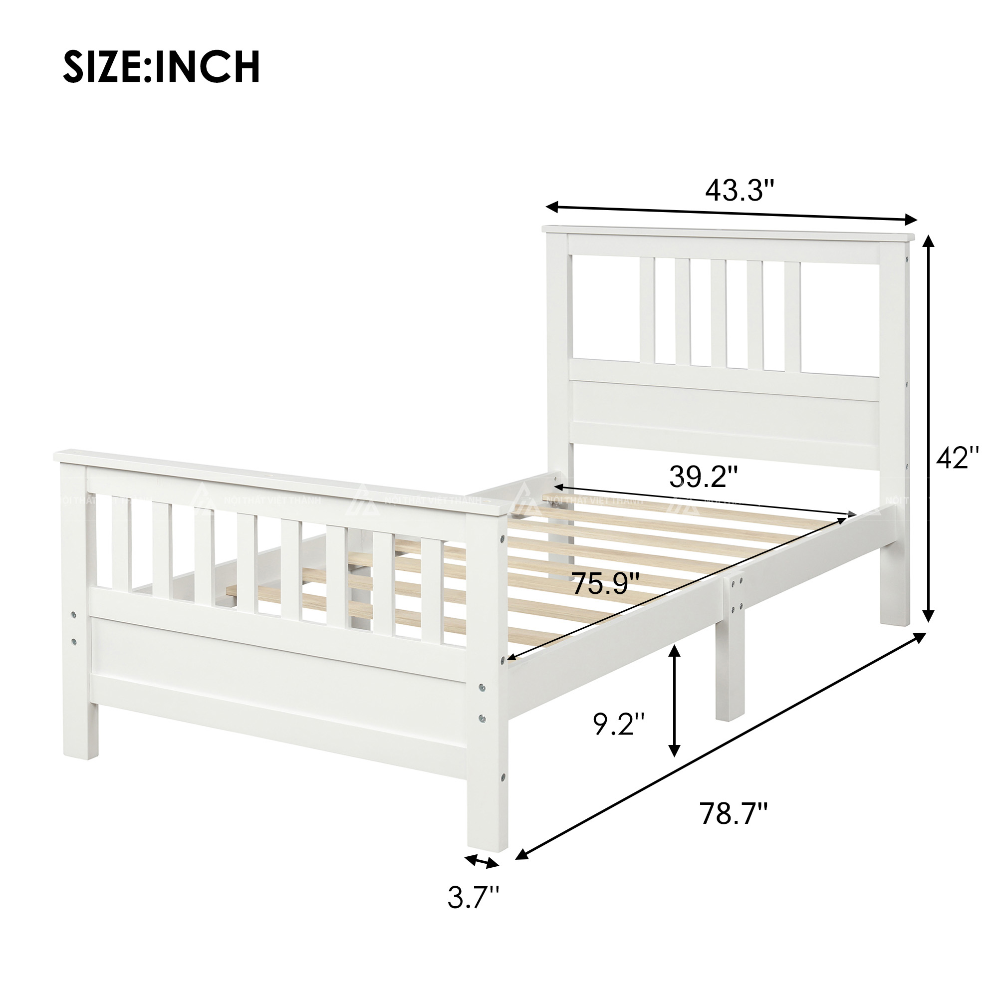 Giường Ngủ Trẻ Em Thiết Kế Hiện Đại Tích Hợp Đầu Giường Nan Chéo Độc Đáo 6