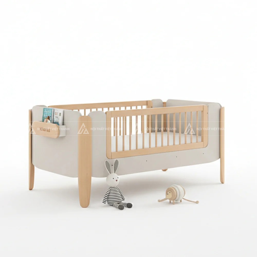 Giường Ngủ Trẻ Em Gỗ Cao Cấp Thiết Kế Bo Góc Tích Hợp Kệ Sách Mini Tiện Lợi 6
