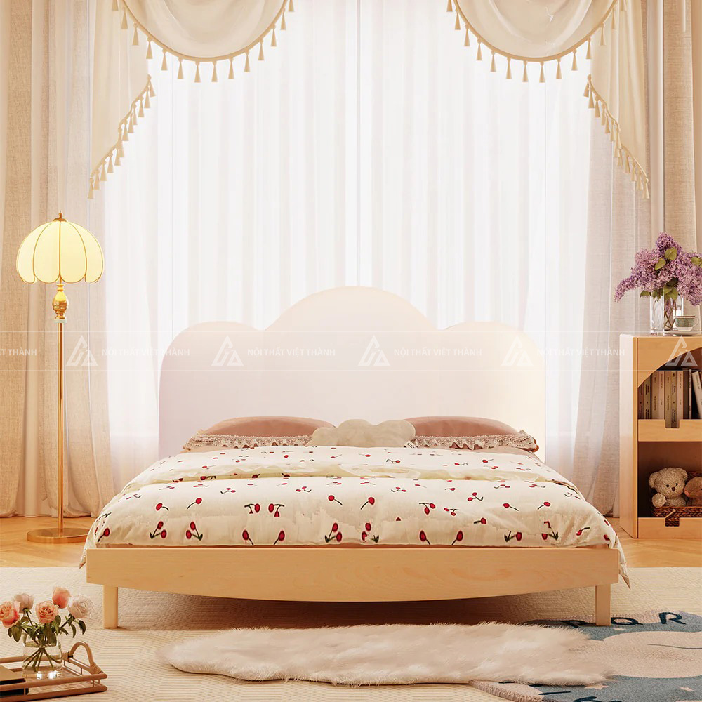 Giường Ngủ Trẻ Em Gỗ Hình Xe Cỗ Tích Tích Hợp Mái Che Lều Vải Cao Cấp 4