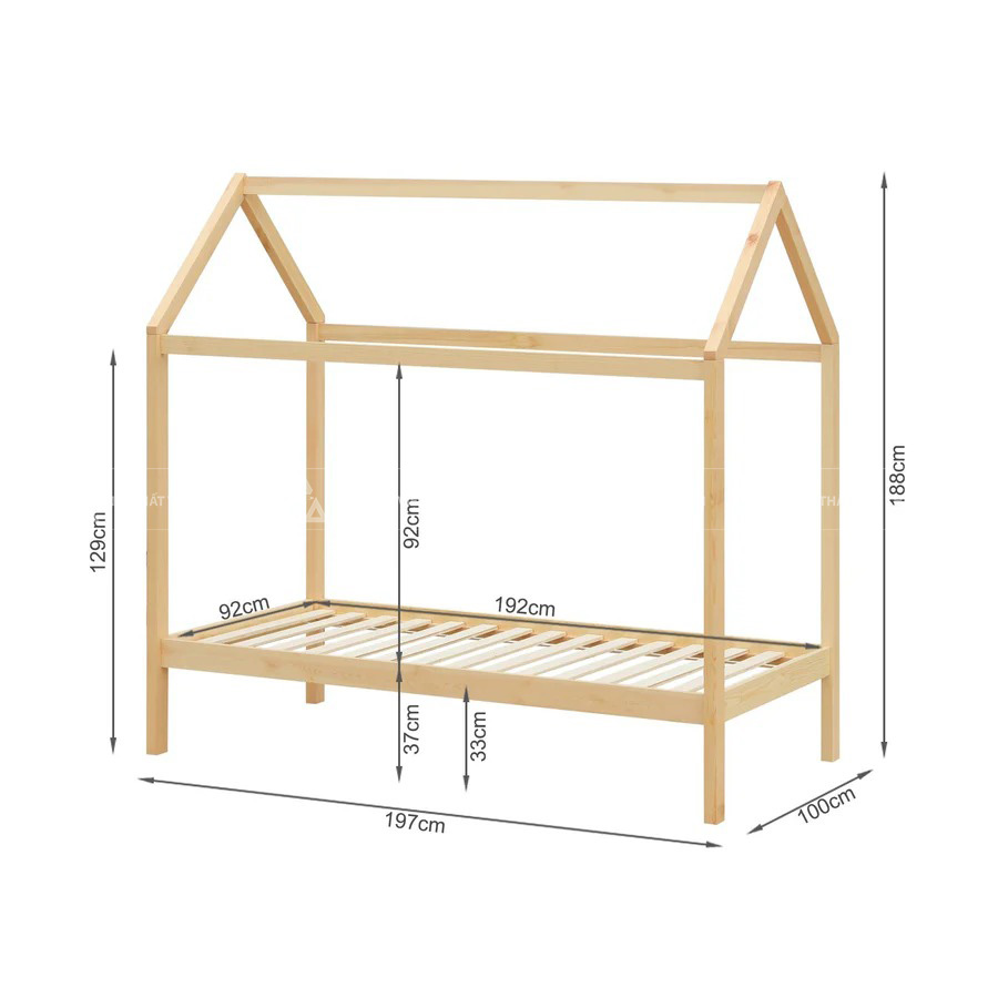 Giường Ngủ Trẻ Em Thiết Kế Thanh Chắn Nan Dọc Thông Thoáng Bảo Vệ Bé An Toàn 6