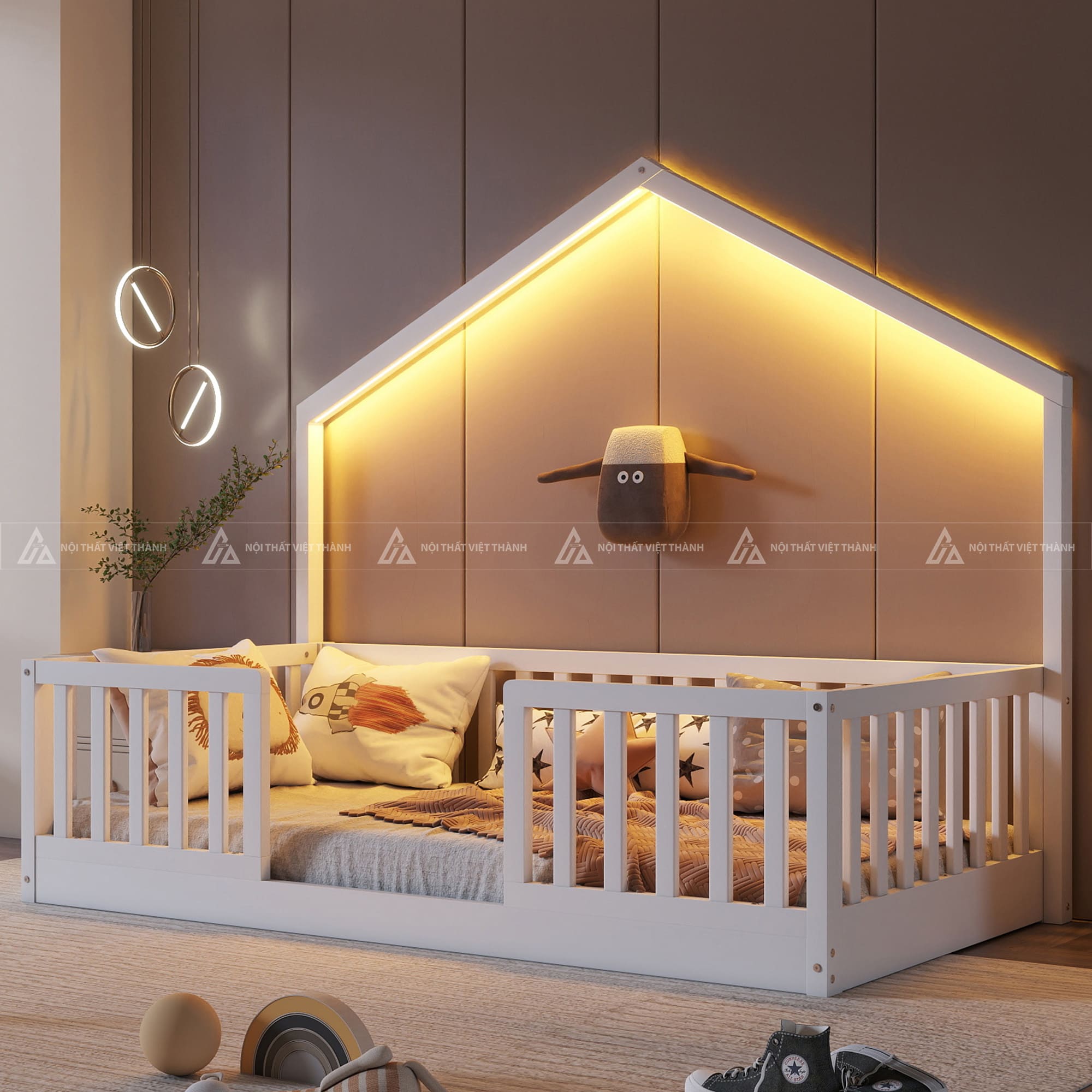 Giường Ngủ Cho Bé Hình Ngôi Nhà Tích Hợp Ngăn Kéo Và Không Gian Vui Chơi Sáng Tạo 7
