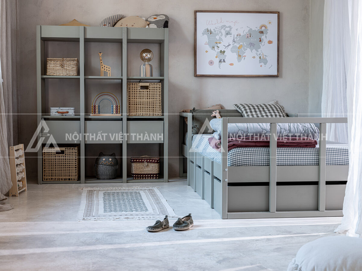 Giường Ngủ Trẻ Em Hệ Khung Thanh Mảnh Thiết Kế Chân Chữ U Tiết Kiệm Diện Tích 7