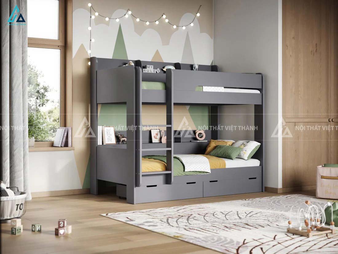 Giường Tầng Trẻ Em Thông Minh Tích Hợp Ngăn Kéo Gầm Giường Và Hệ Kệ Trang Trí Đa Năng 1