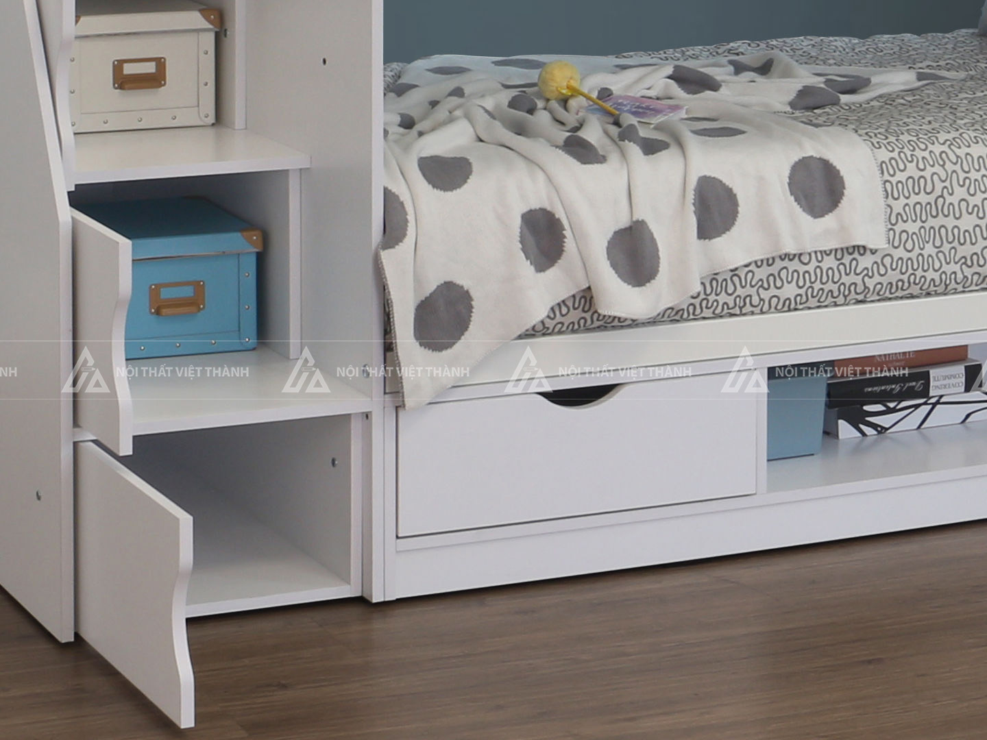Giường Tầng Trẻ Em Cao Cấp Tích Hợp Cầu Thang Hộp Và Ngăn Kéo Lưu Trữ Thông Minh 2