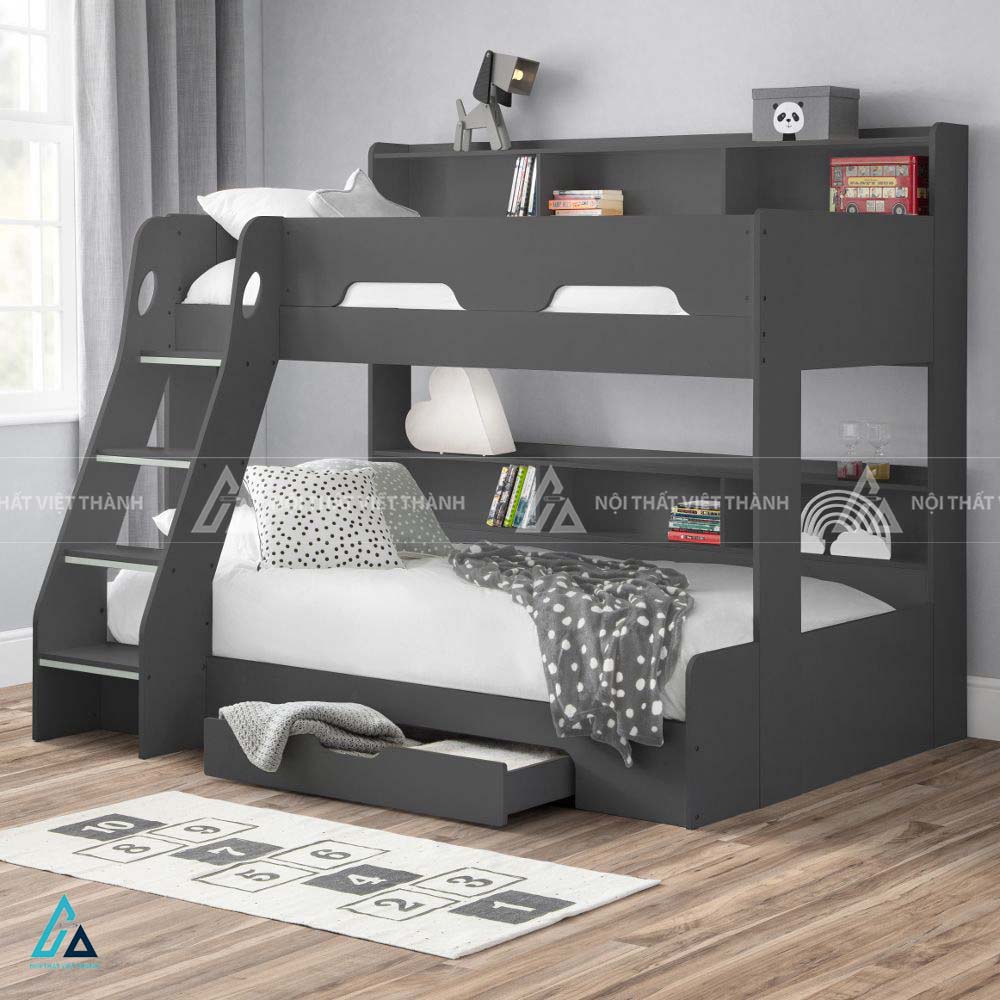 Giường Tầng Trẻ Em Đa Năng Tích Hợp Kệ Sách Đầu Giường Và Ngăn Kéo Lưu Trữ Tiện Lợi