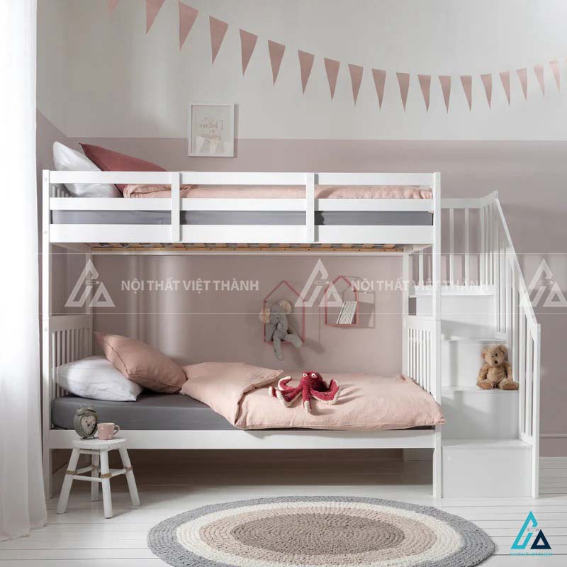 Giường Tầng Trẻ Em Kết Cấu Vững Chãi Với Thang Leo An Toàn Và Ngăn Kéo Lưu Trữ
