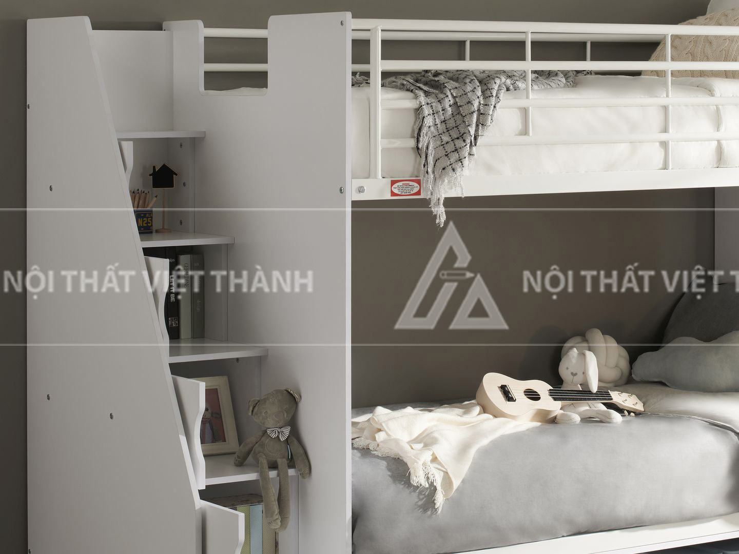 Giường Tầng Trẻ Em Cao Cấp Tích Hợp Cầu Thang Hộp Và Ngăn Kéo Lưu Trữ Thông Minh 3