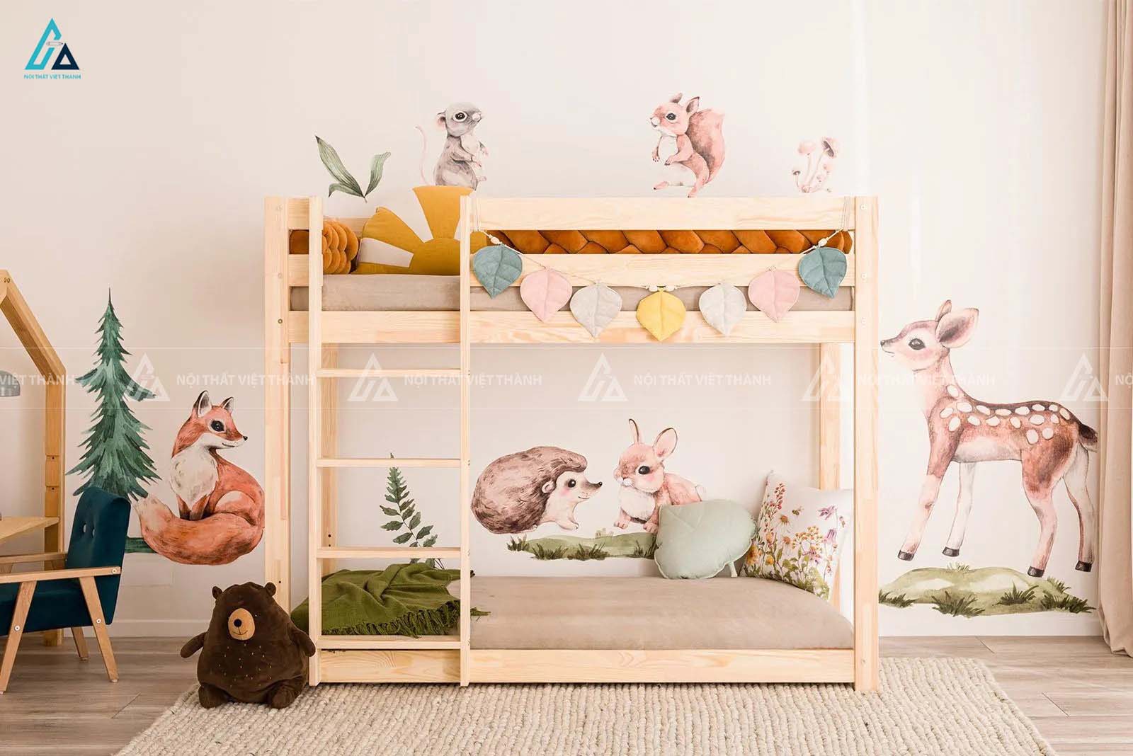 Giường Tầng Trẻ Em Tích Hợp Giường Kéo Phụ Ngầm Thông Minh