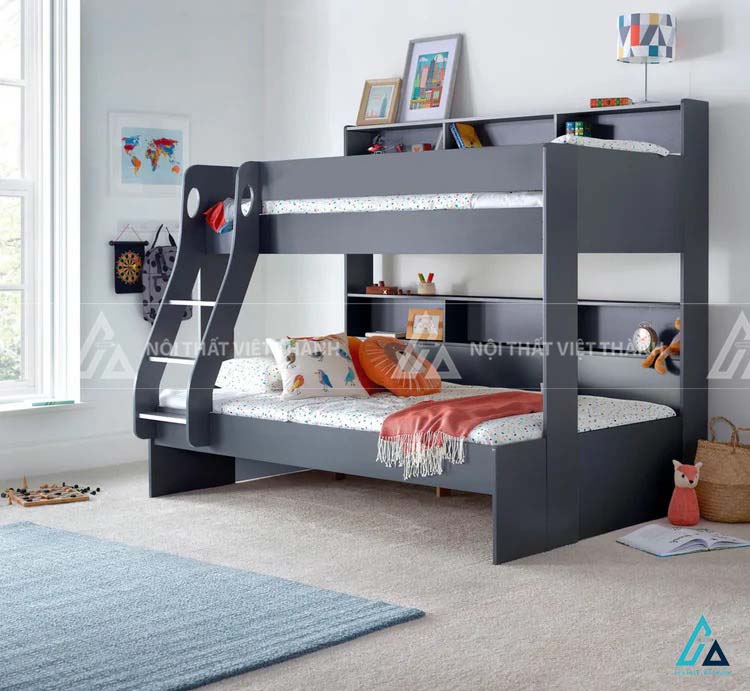 Giường Tầng Trẻ Em Hiện Đại Tích Hợp Kệ Sách Thông Minh Và Cầu Thang Gắn Liền Chắc Chắn 1