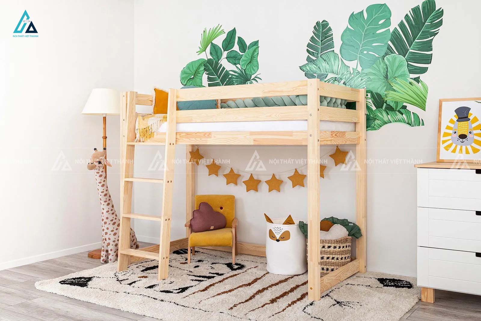 Giường Tầng Gác Mái Kết Hợp Không Gian Vui Chơi Và Học Tập Phía Dưới Tiết Kiệm Diện Tích 1